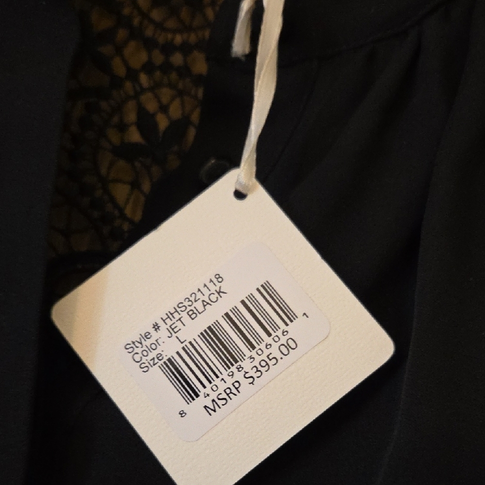 Haute Hippie NWT Black Lace & Crochet Long Sleeve Blouse - Picture 4 of 10
